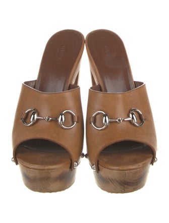 Gucci Horsebit Accent Leather Slides