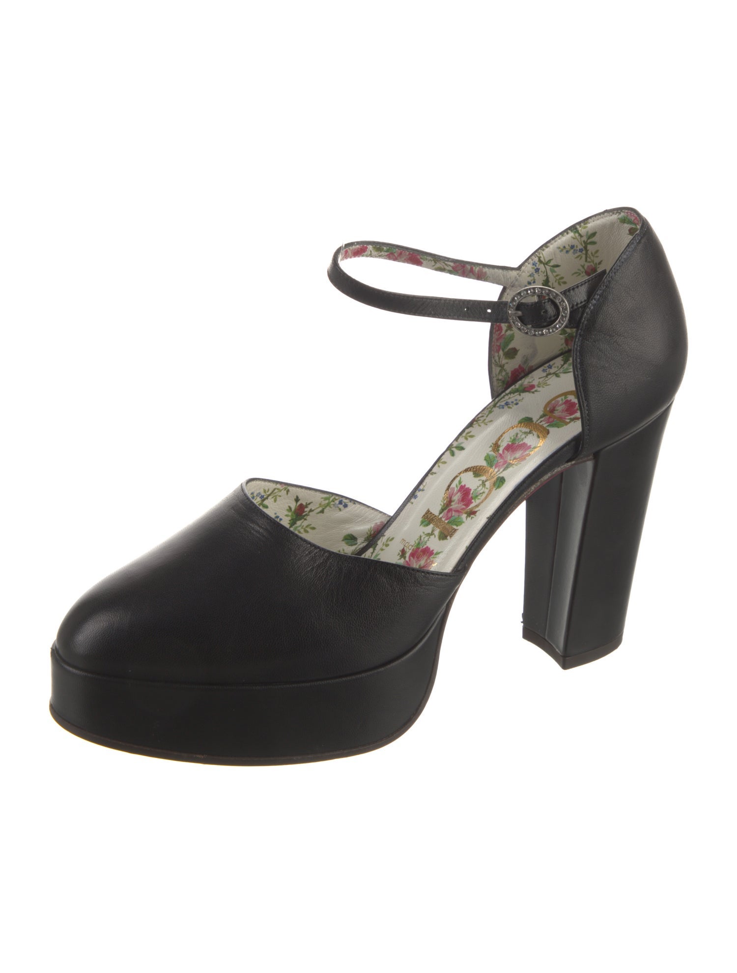 Gucci Leather Crystal Embellishments D'Orsay Pumps