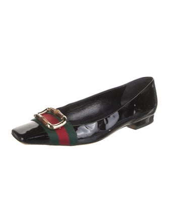 Gucci Web Accent Patent Leather Ballet Flats