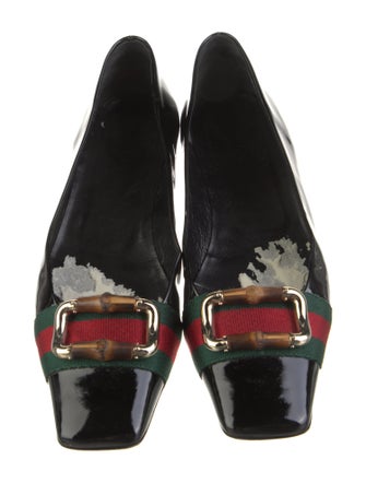 Gucci Web Accent Patent Leather Ballet Flats