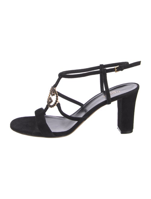 Gucci Interlocking G Logo Suede T-Strap Sandals