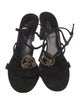 Gucci Interlocking G Logo Suede T-Strap Sandals