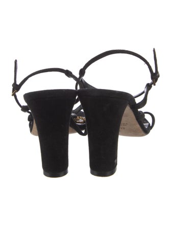 Gucci Interlocking G Logo Suede T-Strap Sandals