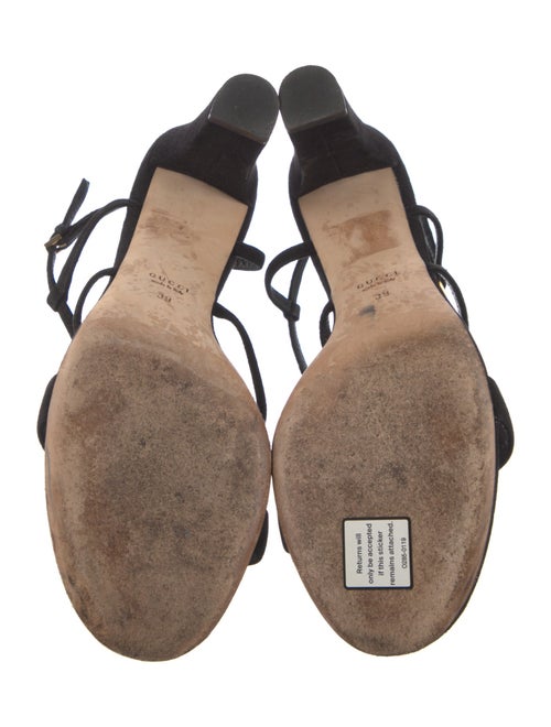 Gucci Interlocking G Logo Suede T-Strap Sandals