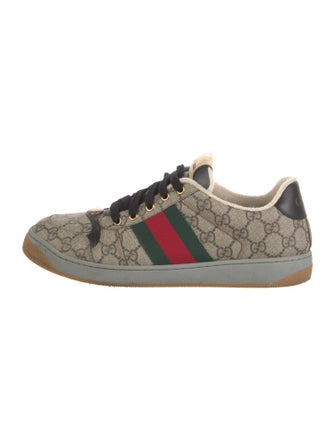 Gucci GG Canvas Leather Trim Embellishment Sneakers