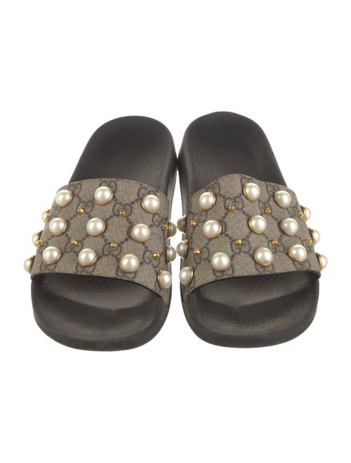 Gucci Faux Pearl Accents Rubber Slides