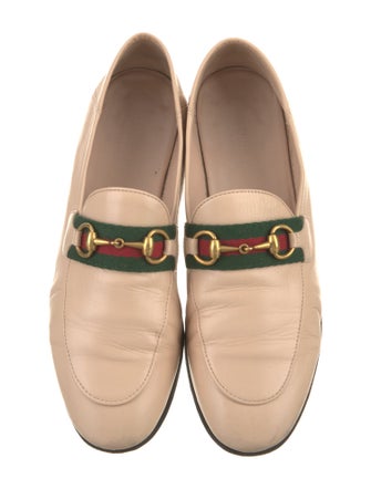 Gucci Web Accent Leather Loafers