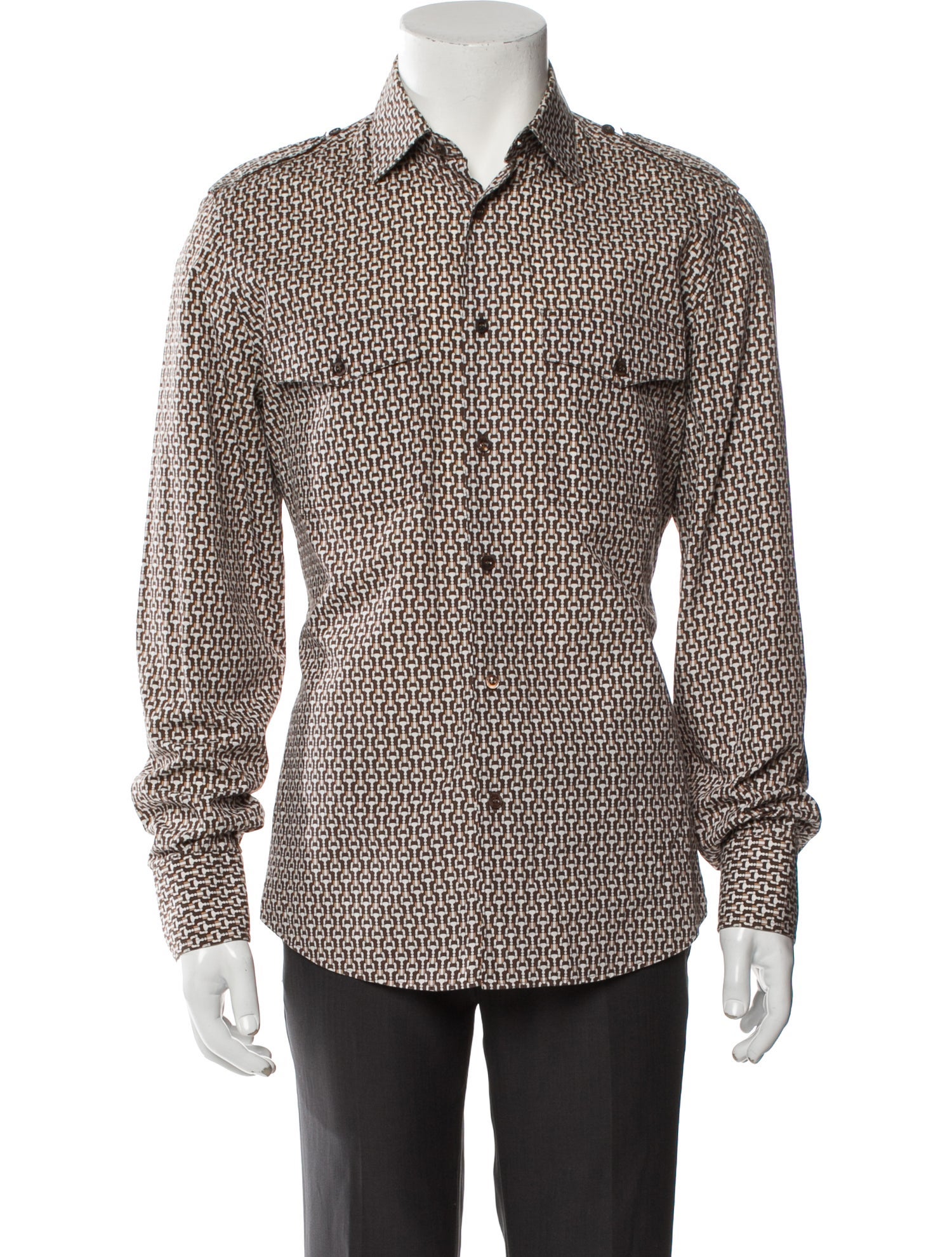 Gucci Graphic Print Long Sleeve Dress Shirt