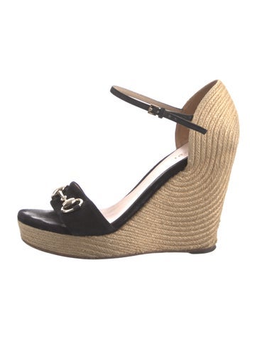 Gucci Sandals Horsebit Accent Suede Espadrilles IT 37 | 7