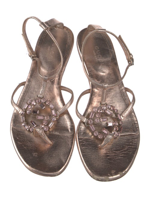 Gucci Interlocking G Logo Leather T-Strap Sandals