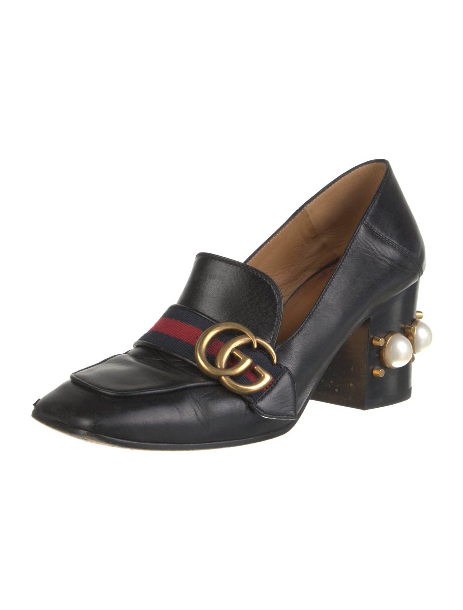 Gucci Double G Logo Leather Pumps