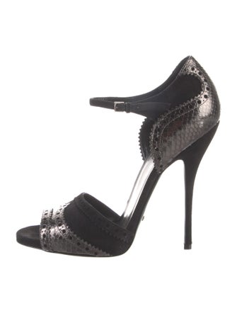 Gucci Suede Animal Print Sandals