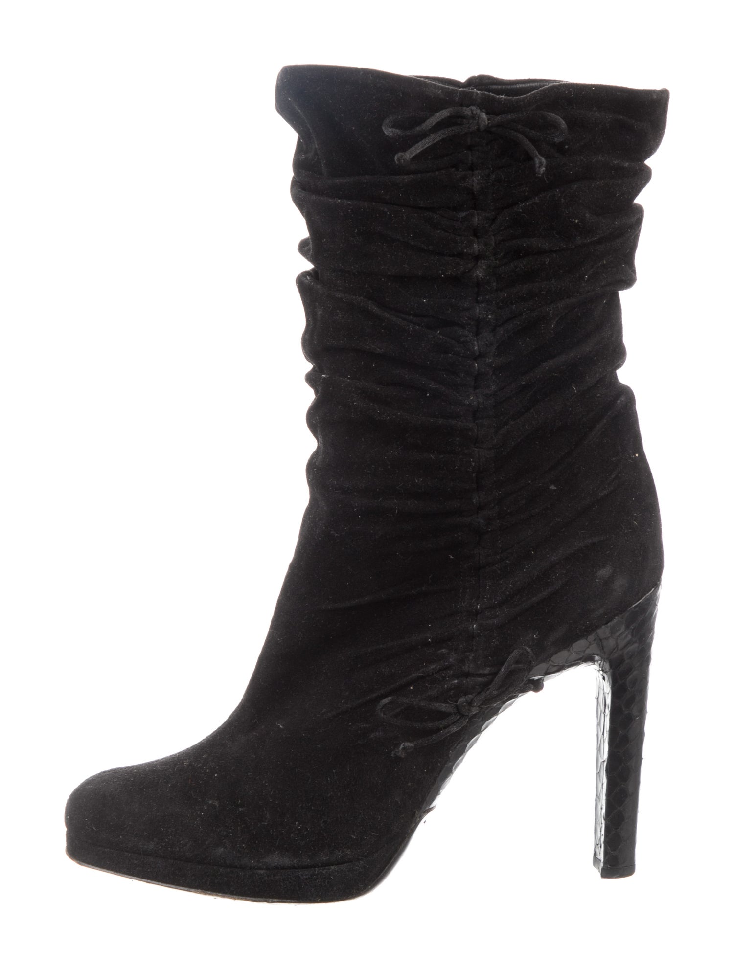 Gucci Suede Bow Accents Slouch Boots