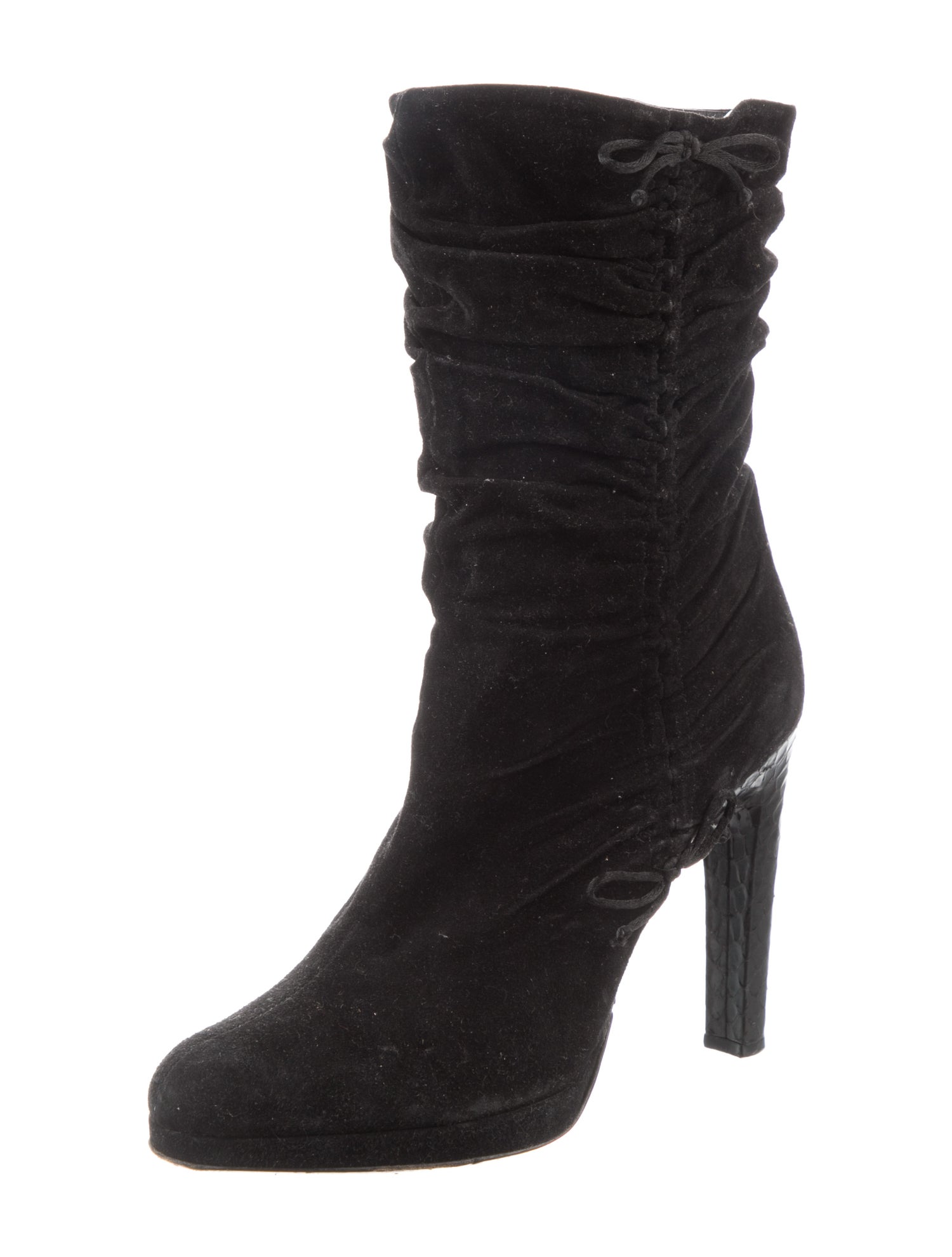 Gucci Suede Bow Accents Slouch Boots