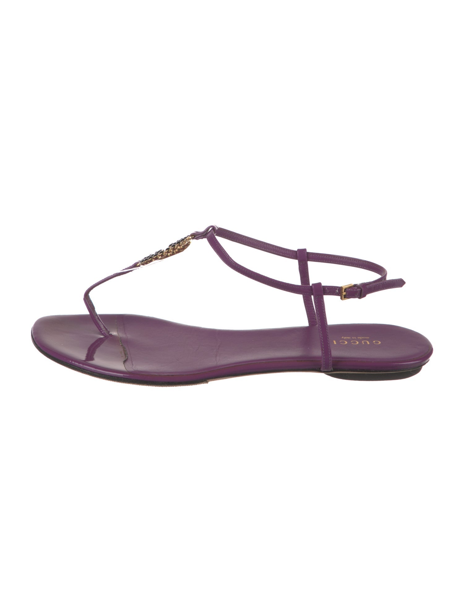 Gucci Interlocking G Logo Leather T-Strap Sandals