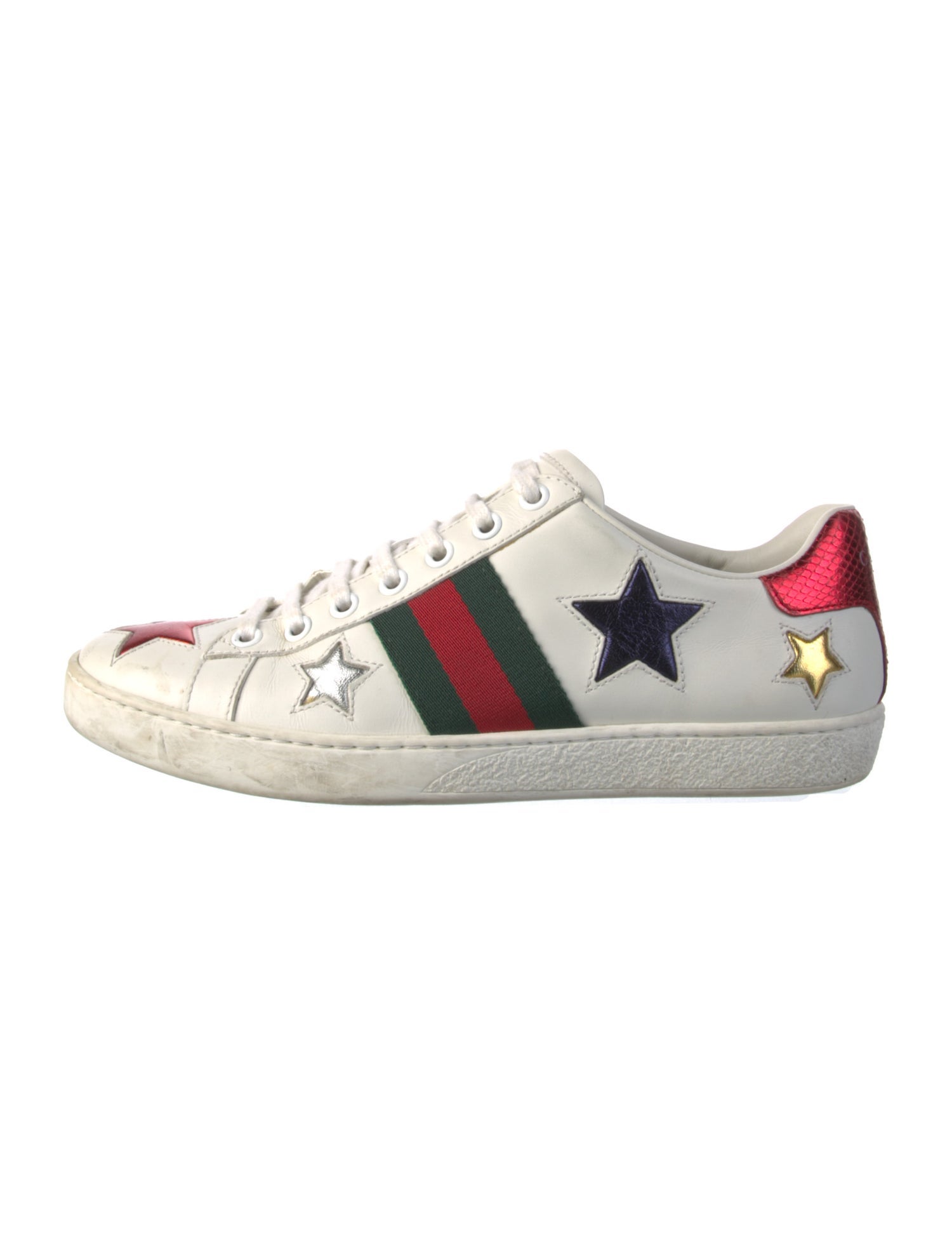 Gucci Web Accent Leather Sneakers