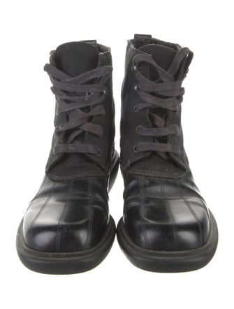 Gucci Web Accent Leather Combat Boots