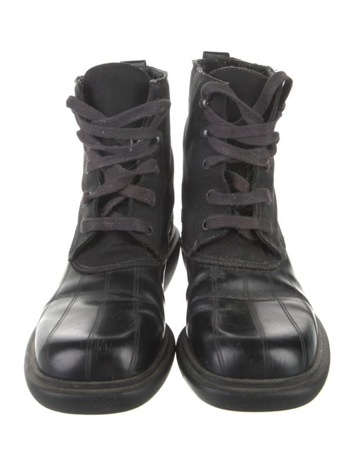 Gucci Web Accent Leather Combat Boots