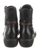 Gucci Web Accent Leather Combat Boots
