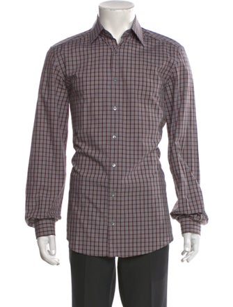 Gucci Plaid Print Long Sleeve Dress Shirt