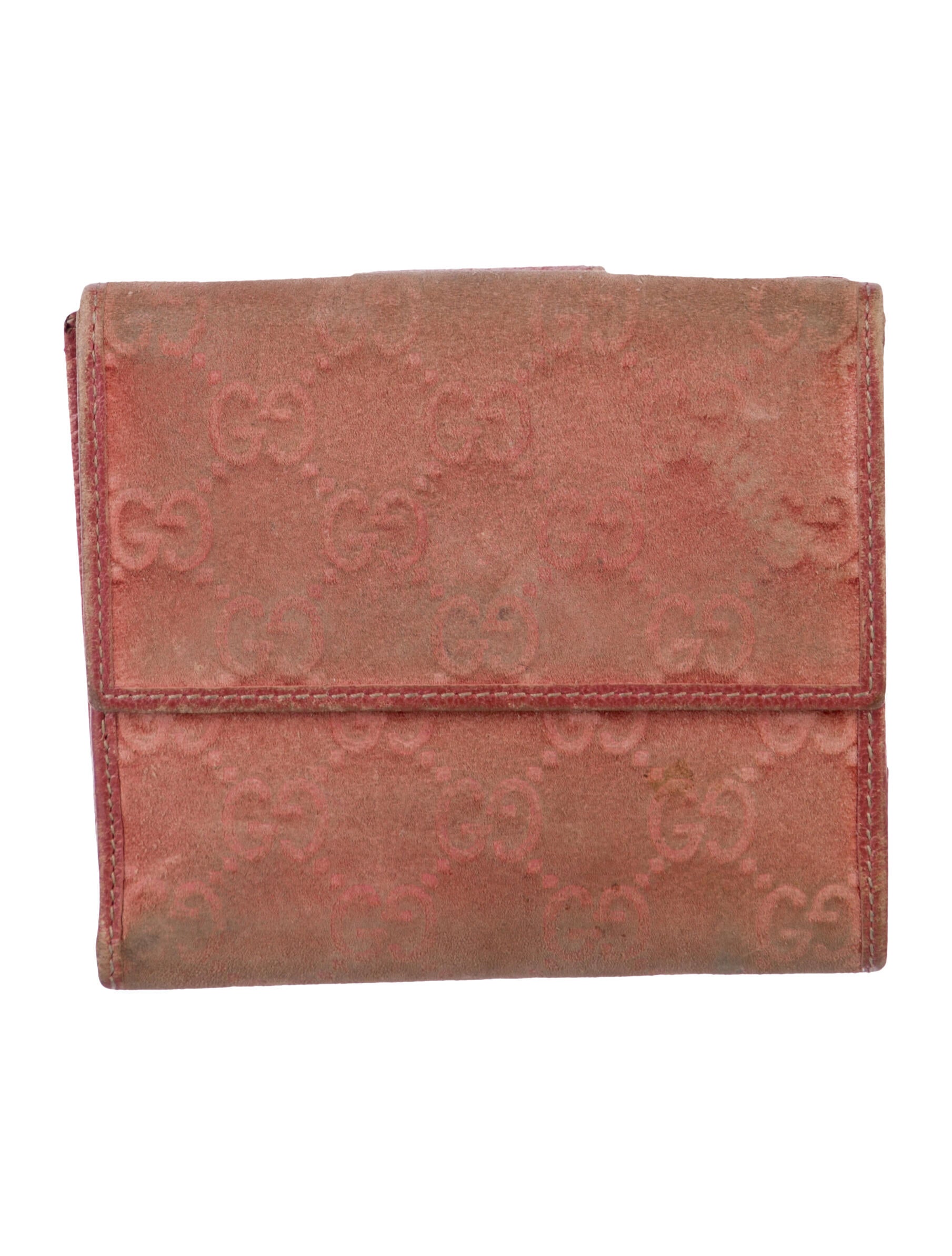 Gucci GG Embossed Suede Compact Wallet