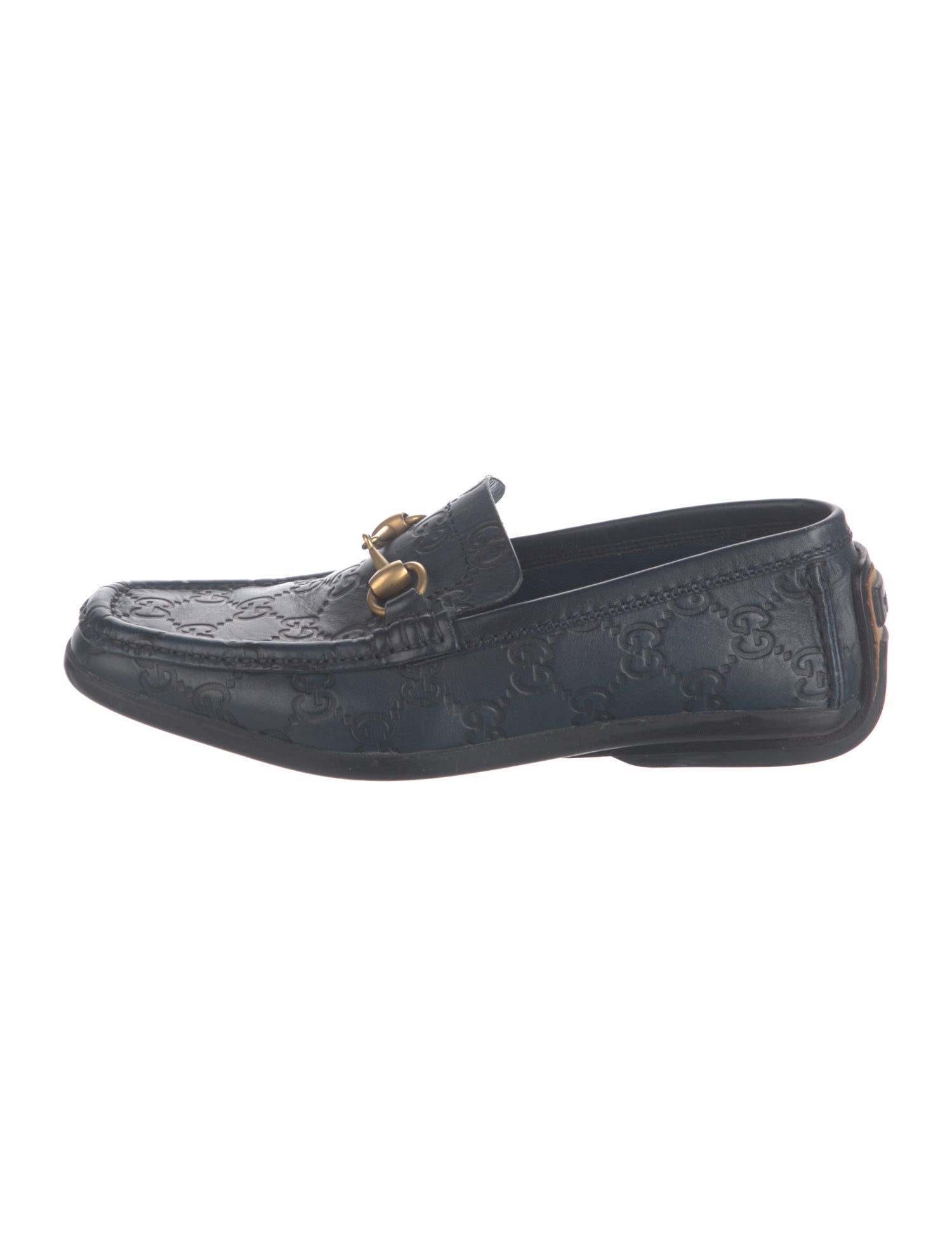 Gucci Horsebit Accent Embossed Leather Loafers