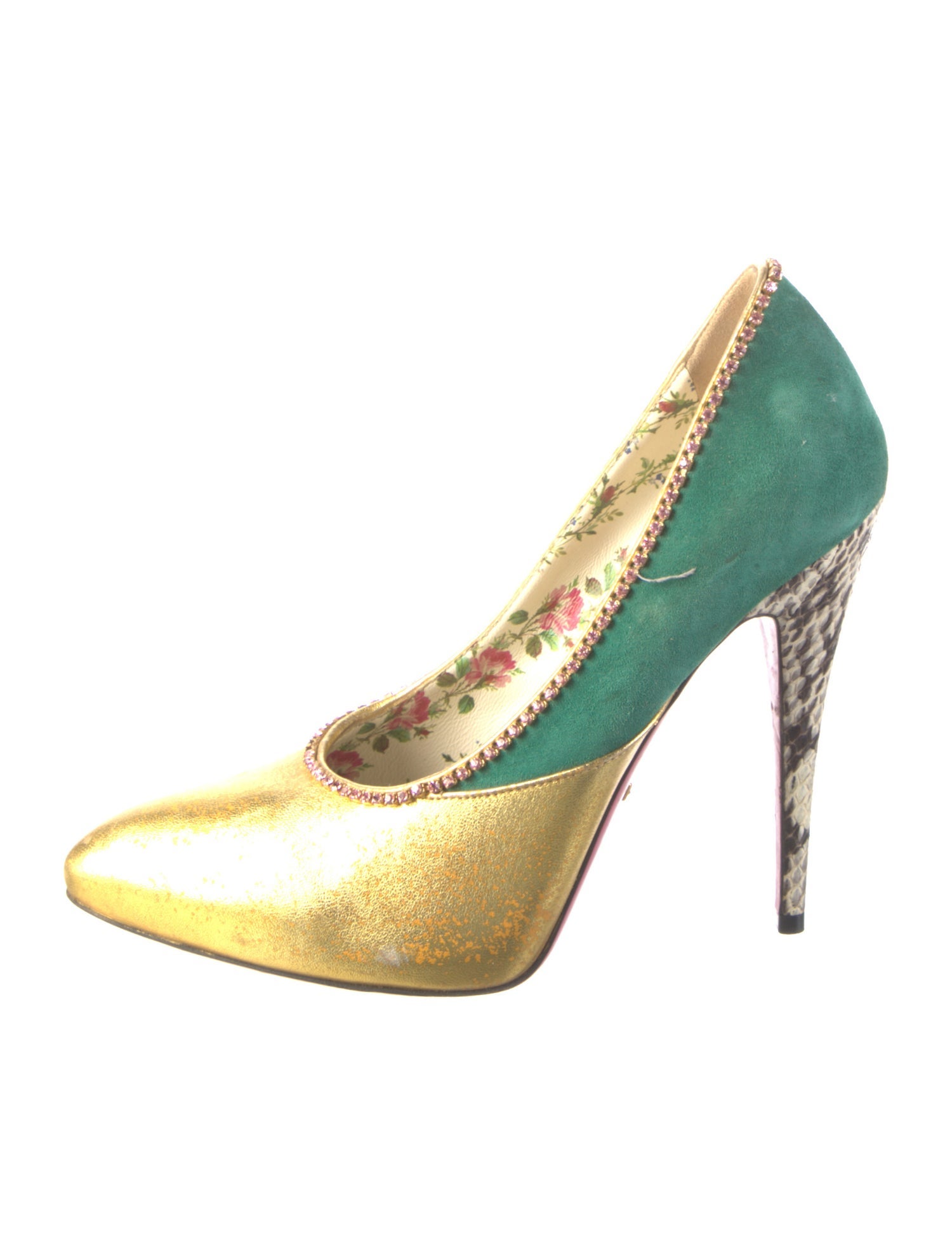 Gucci Leather Colorblock Pattern Pumps