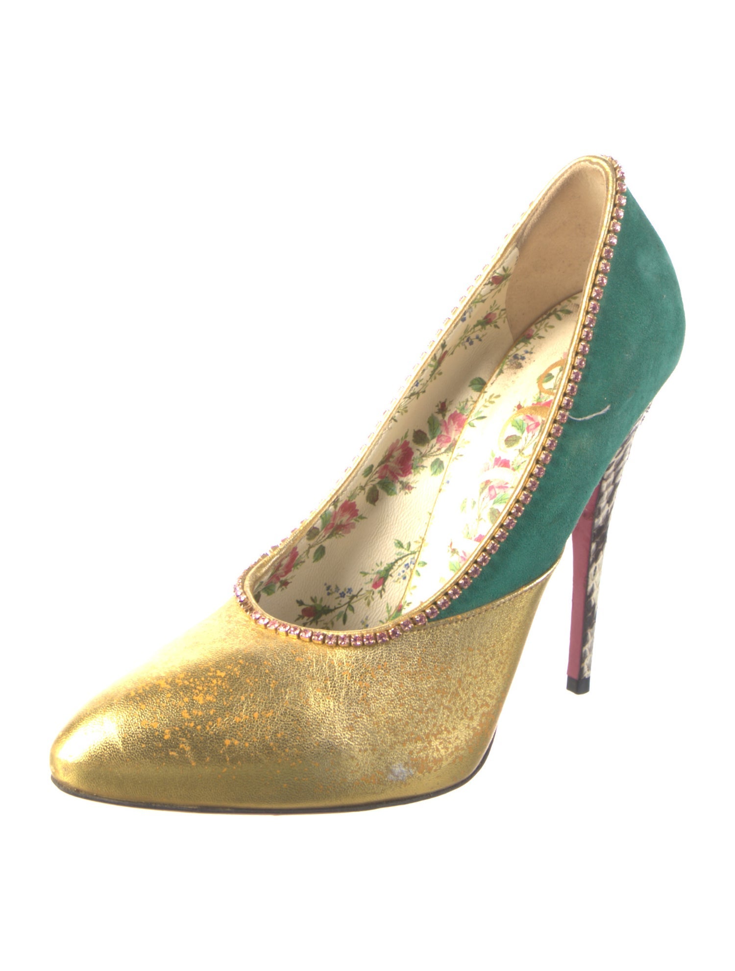 Gucci Leather Colorblock Pattern Pumps