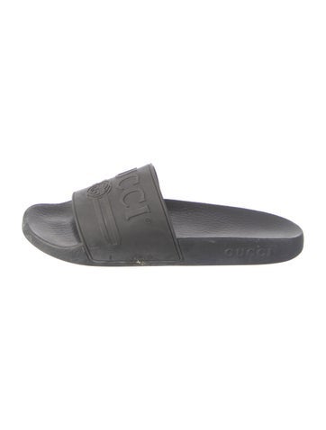 Gucci Sandals Interlocking G Logo Rubber Slides IT 38 | 8