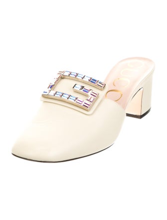 Gucci Leather Crystal Embellishments Mules