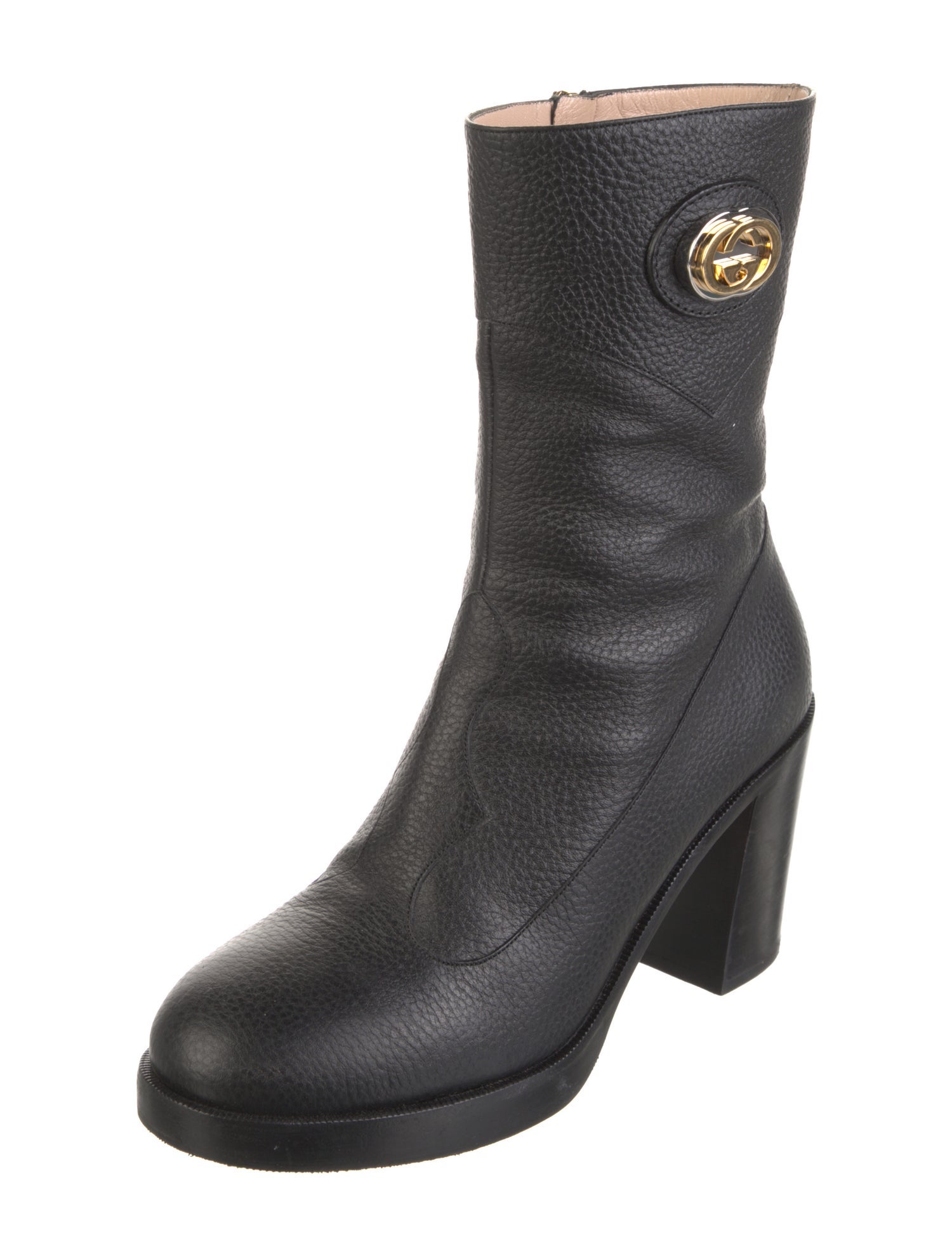 Gucci Interlocking G Logo Leather Boots