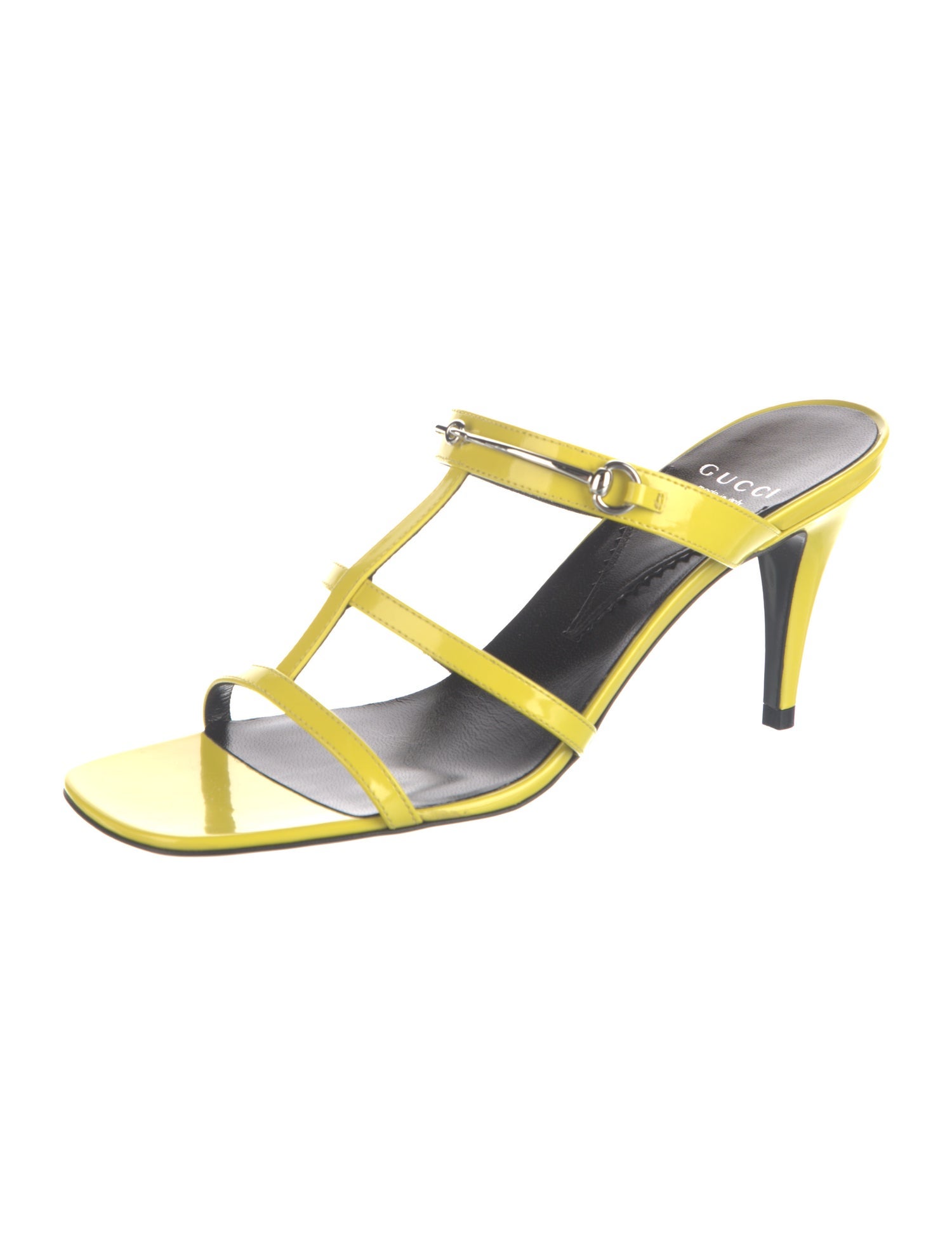 Gucci Horsebit Accent Patent Leather Slides