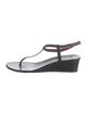 Gucci Web Accent Leather T-Strap Sandals
