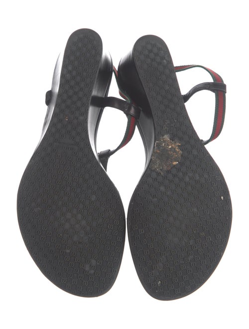 Gucci Web Accent Leather T-Strap Sandals