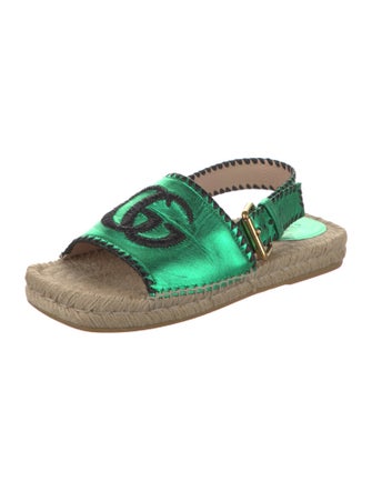 Gucci Double G Logo Leather Espadrilles