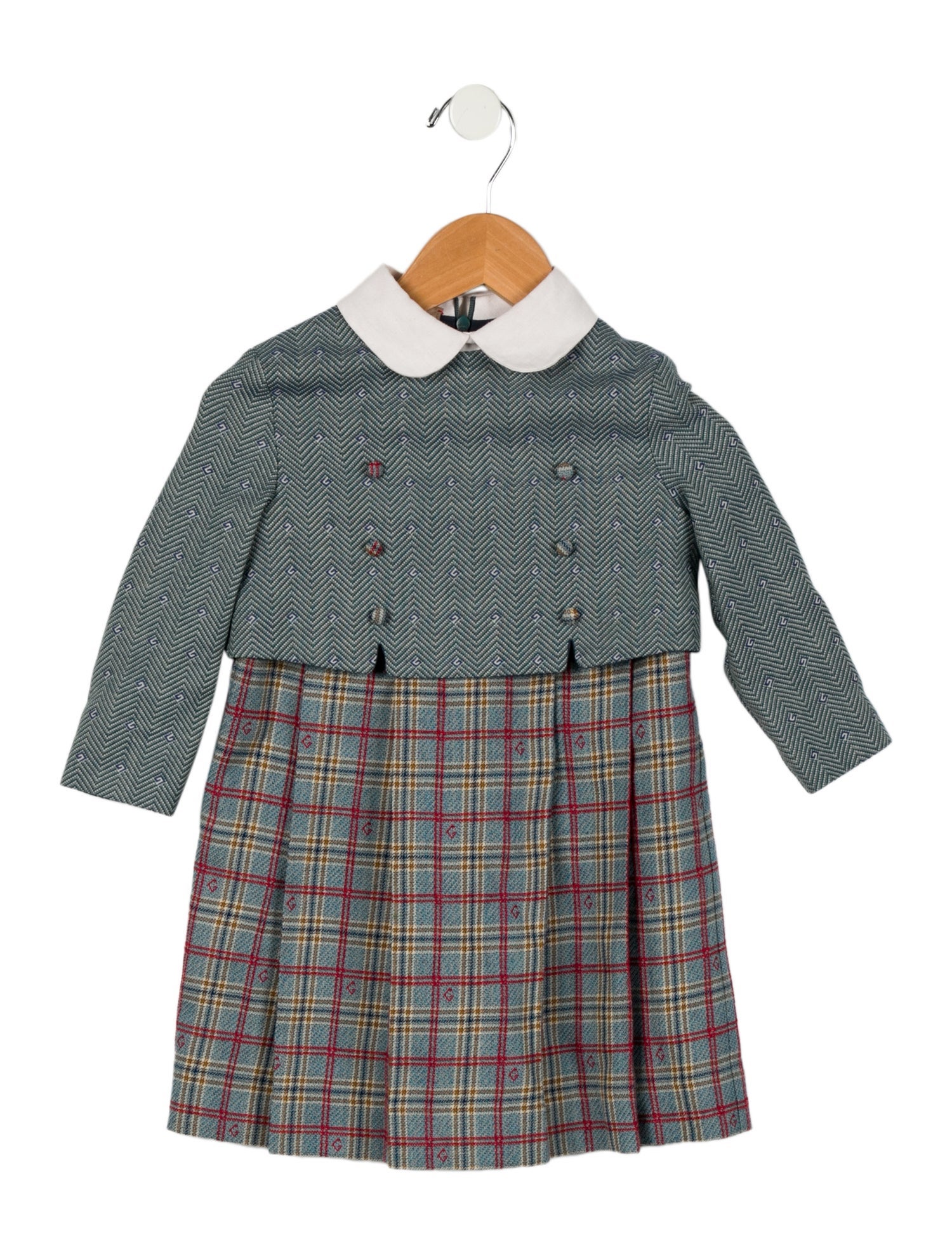 Gucci Girls' Long Sleeve Collared Dress