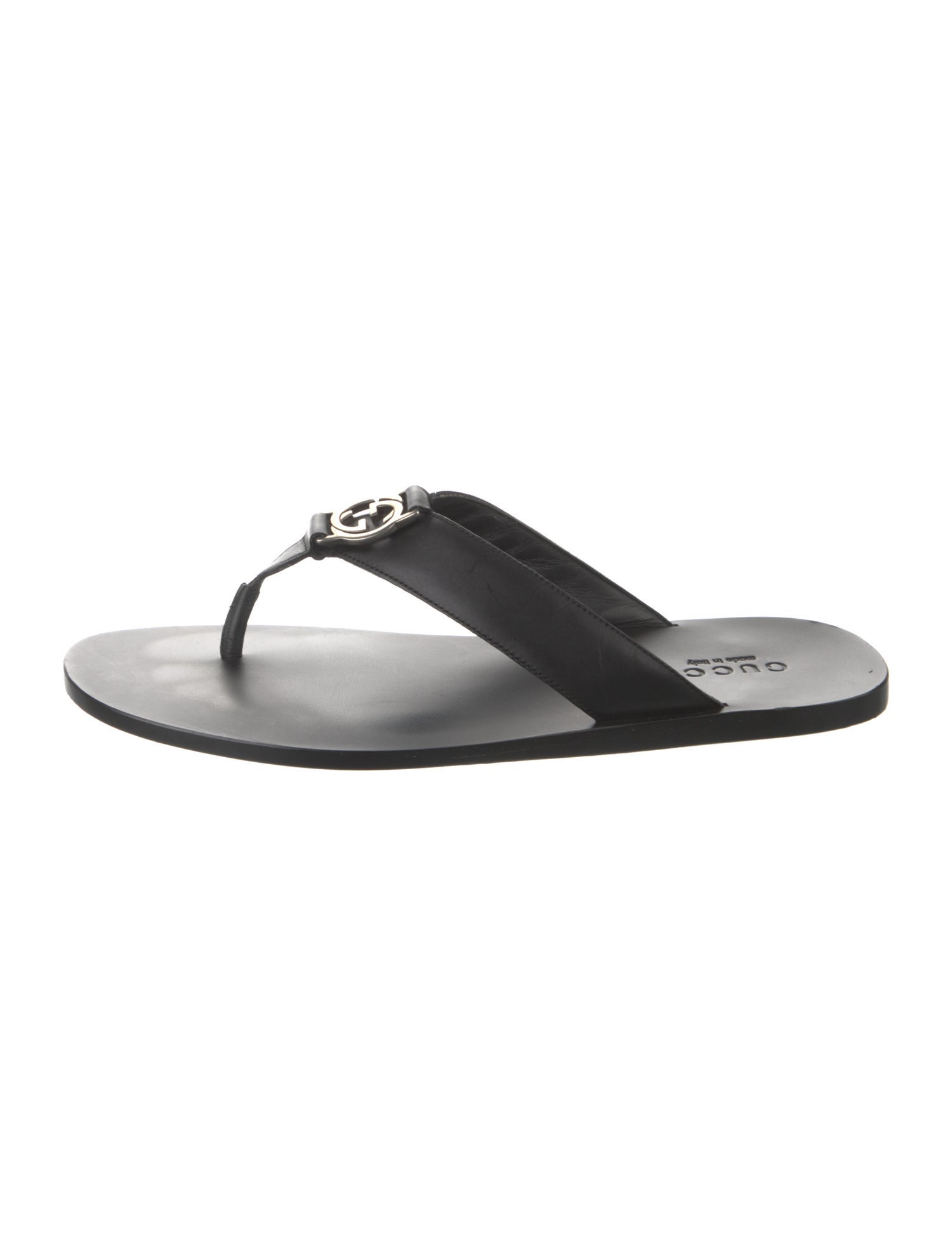 Gucci Interlocking G Logo Leather Flip Flops