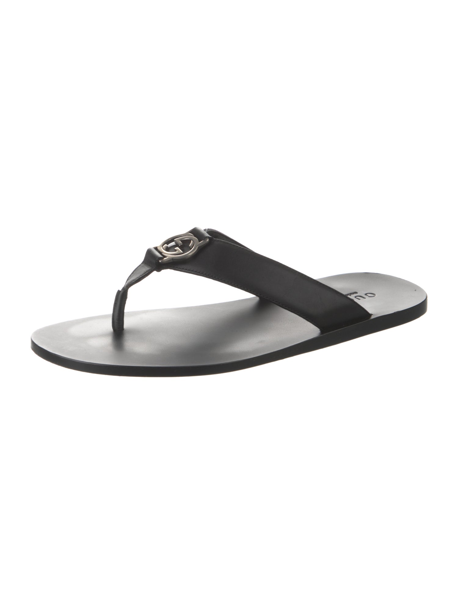 Gucci Interlocking G Logo Leather Flip Flops