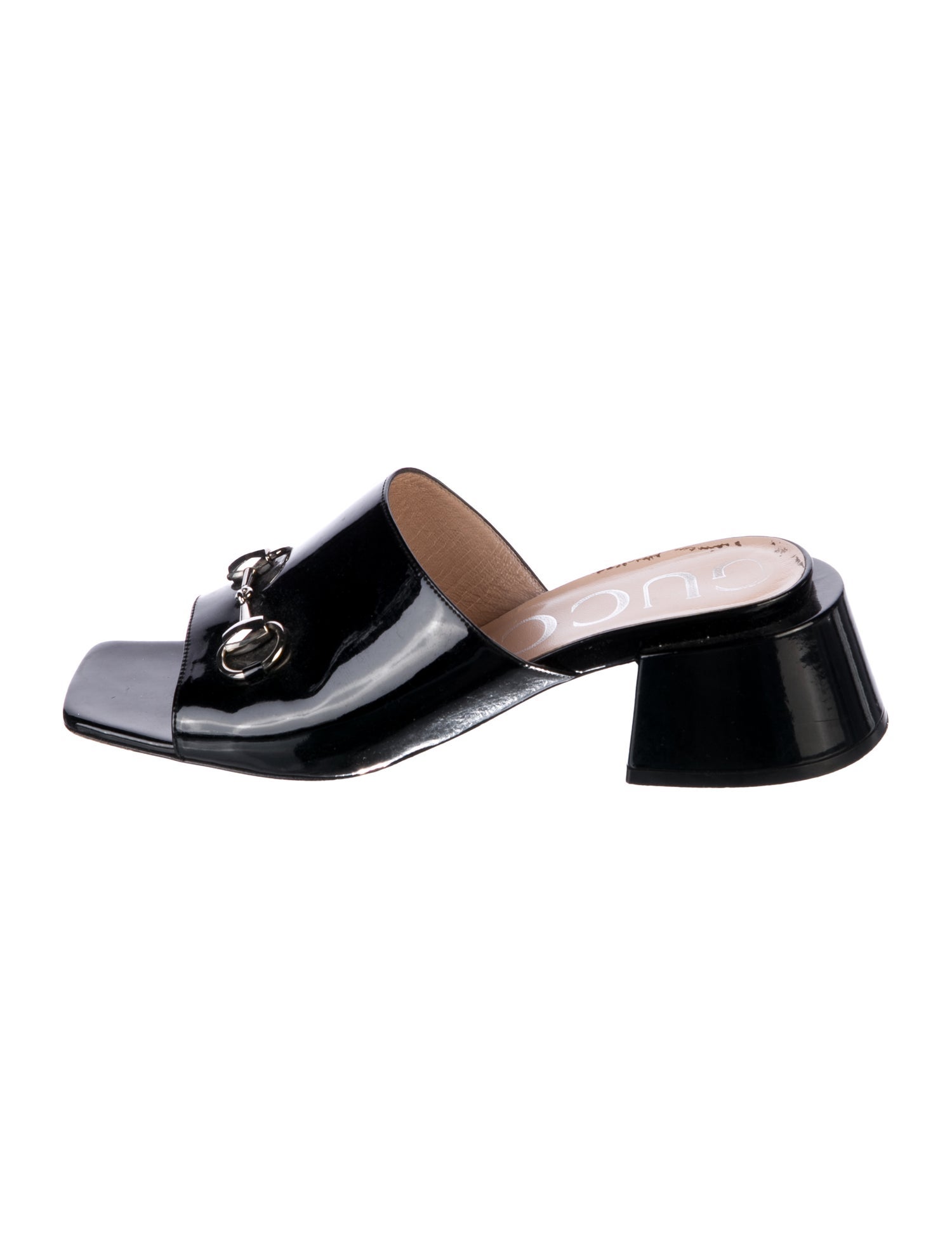 Gucci Horsebit Accent Patent Leather Slides