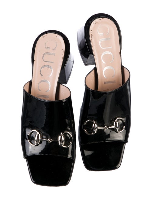 Gucci Horsebit Accent Patent Leather Slides
