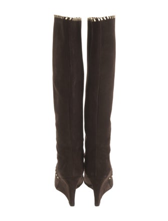 Gucci Suede Whipstitch Trim Boots