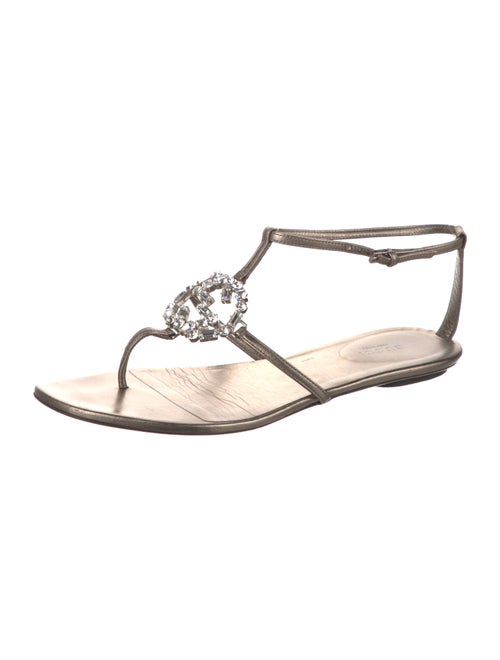 Gucci Interlocking G Logo Leather T-Strap Sandals