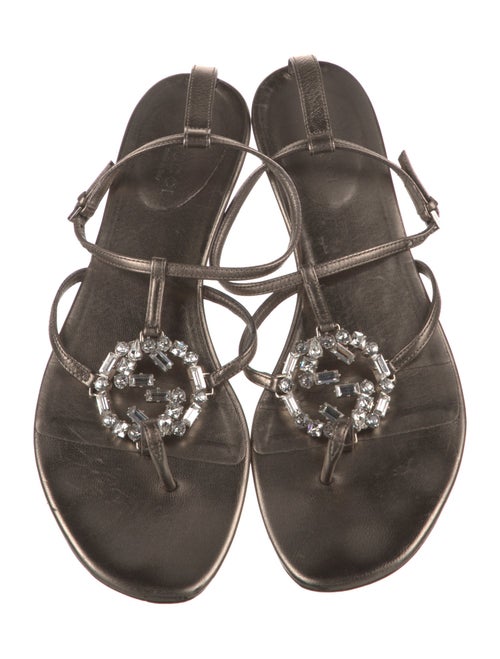 Gucci Interlocking G Logo Leather T-Strap Sandals