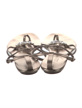 Gucci Interlocking G Logo Leather T-Strap Sandals