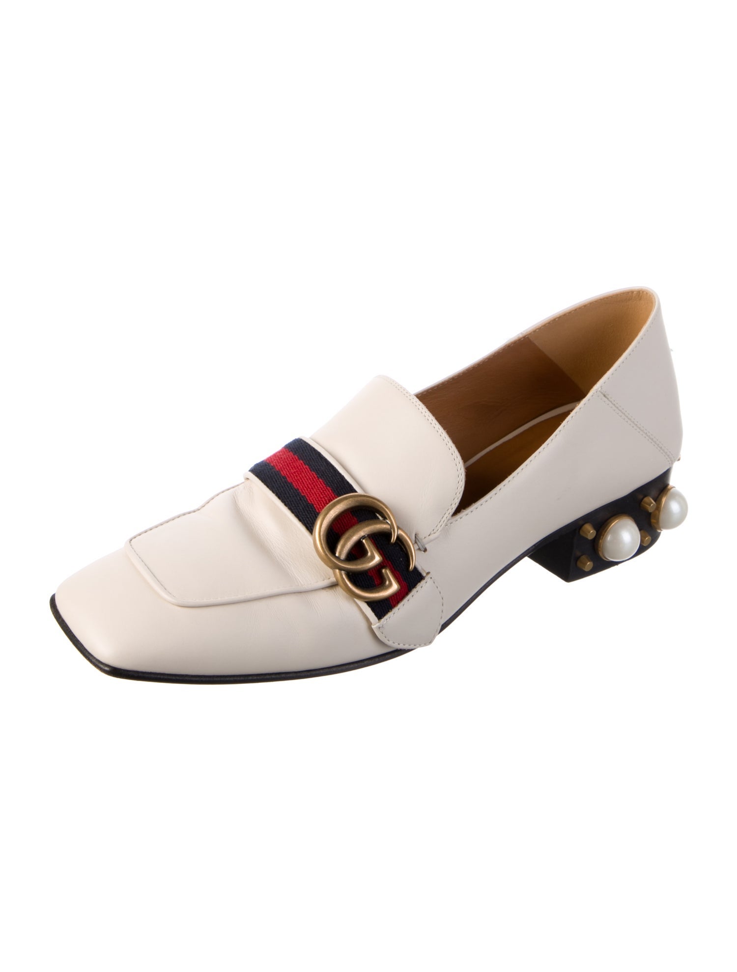 Gucci 2010's Faux Pearl Accents Loafers