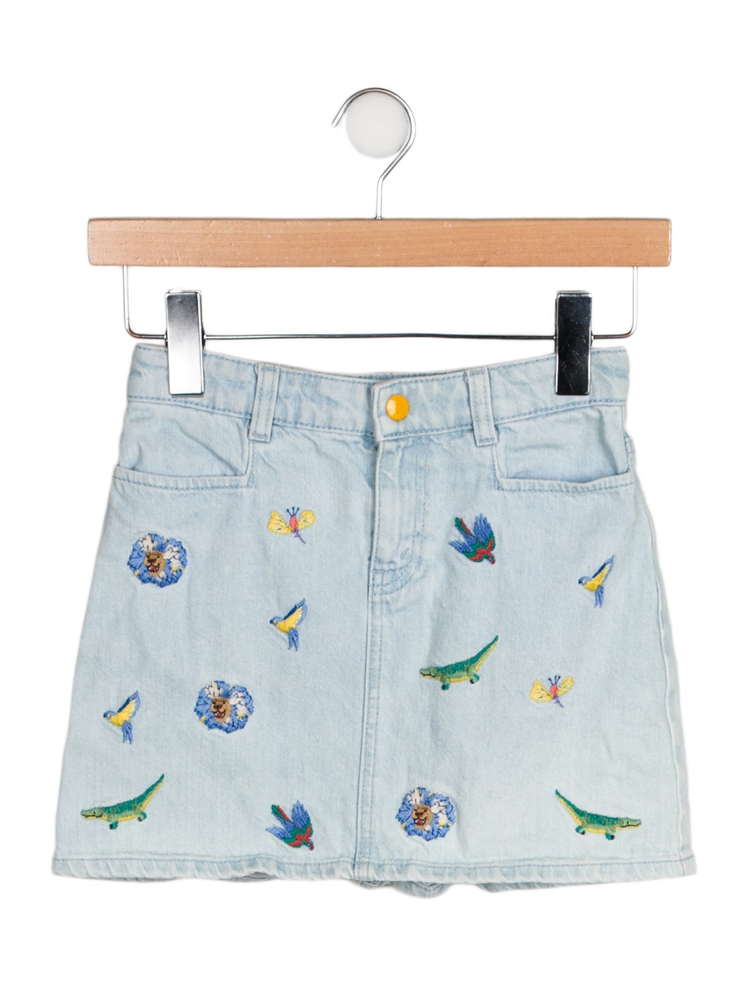 Gucci Girls' Embroidered Denim Skirt