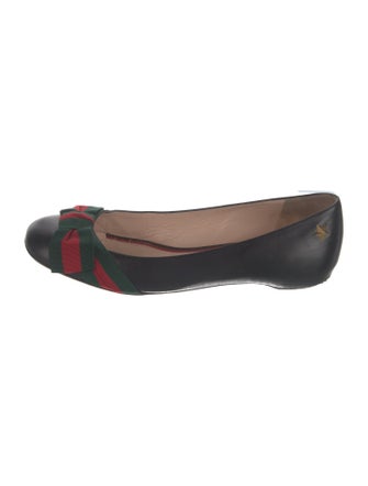 Gucci Web Accent Leather Ballet Flats