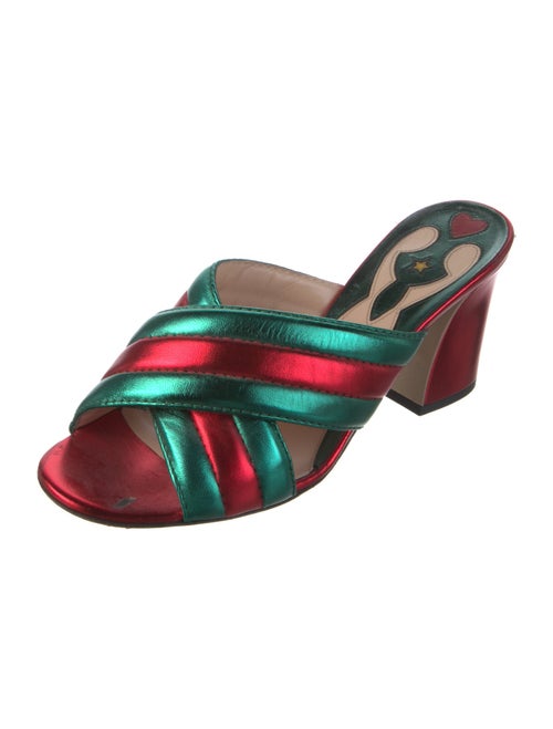 Gucci Sylvie Web Accent Leather Slides