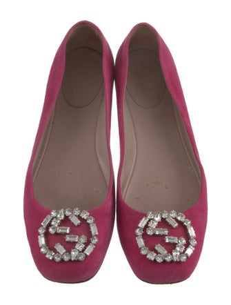 Gucci Interlocking G Logo Suede Ballet Flats