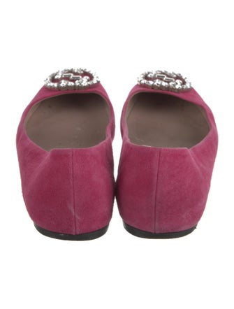 Gucci Interlocking G Logo Suede Ballet Flats